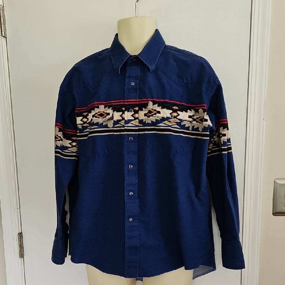 Vintage Wrangler Western Aztex South West Snap Shirt Size L